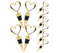 COLLBATH 12pièces Bouchons De Vin Doré Bouchons Étanches Forme De Cœur Pour Préservation Des Boissons Accessoires Pour Bouteilles De Vin Et Cocktails