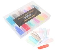 COLLBATH 144 Conseils D'ongles en Plastique Forme Carrée et Cercueil, 144pcs pour Extension D'ongles DIY à Domicile Salon, Adhérence et Style Unique