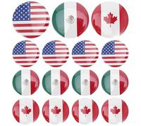 COLLBATH 15 broches rondes en émail représentant les drapeaux trinationaux du Canada, des États- et du Mexique - Objets de collection diplomatiques - Cadeaux pour événements, fêtes et