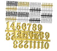 COLLBATH 18 pcs Kit de Chiffres Horloge Plastique Chiffres Arabes et Romains Noirs Dorés et Argentés pour Remplacement et Création DIY Accessoires pour Réparation et Personnalisation de