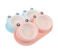 COLLBATH 2 Ensembles Anti-Ant Pet Food Bowls with Non-Slip Base Frog-Shaped Double Plastic Bowls for Cats and Dogs Easy to Clean Outdoor Feeder for Stray Cats and Small Pets