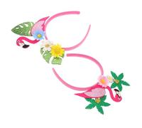 COLLBATH 2 Pièces Bandeau Flamant Rose Bandeau Hippie Fleur Fête Des Flamants Roses Casque De Fleur Coiffe De Carnaval Pour Femme Coiffure Accessoires De Fête Tissu Scintillant