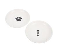 COLLBATH 2 Pièces Bol en Céramique pour Animaux De Compagnie La Nourriture pour Chat Gamelle Surélevée pour Chat Bol De Chaton Double Mangeoire Céramique Blanche