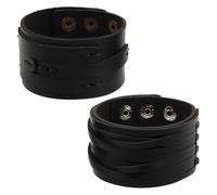 COLLBATH 2 Pièces Bracelet Punk Large PU pour Hommes de Accessoire Cuir avec Détails Cloutés pour Activités Extérieures et Style