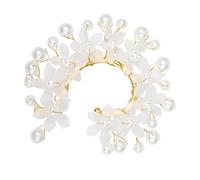 COLLBATH 2 Pièces d'oreille fleur clips d'os d'oreille d'elfe boucles d'oreilles bohèmes en perles sécuriser les clips non perçants accessoires pour festivals bijoux boho White