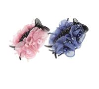 COLLBATH 2 Pièces High Ponytail Hair Claws With Pearl Beads Non-slip Stylish Hair Clips For Women And Daily Party Use