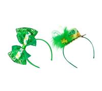 COLLBATH 2 Pièces Lot de 2 Bandeaux Saint-Patrick, Serrage-Tête Trèfle Pailleté Vert et Mini Chapeau Haut-de-Forme, Accessoires de Costume Irlandais pour Fête, Déguisement, Célébration et