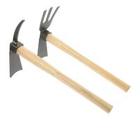 COLLBATH 2 pièces Lot de Petites Houes de Jardin Robustes Acier Manganèse et Bois Outils Pratiques pour Désherbage et Culture de Fleurs Extérieur