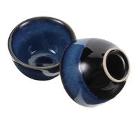 COLLBATH 2 pièces Lot Tasses à Sake Céramique Japonaise Bleu Grand Format Lisse et Élégant pour Vin et Thé Usage Polyvalent Au Quotidien