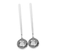 COLLBATH 2 pièces Louche de Cuisine Acier Inoxydable Cuillère Ronde à Fond Incliné Manche Ergonomique Antidérapant pour Servir Soupe Sauce et Jus sans Éclaboussures