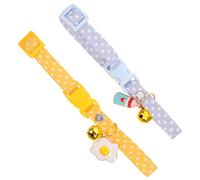 COLLBATH 2 Pièces Pendentif en col Chat Collier de Cloche de Chat Petit Collier de Chaton Cou Petit Collier Chaton avec Clochette Collier de Chat Mignon Coton Polyester