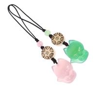 COLLBATH 2 pièces Pendentifs Jade Agate Renard Vert et Rose Bijoux Téléphone et Porte-clés Stylés Décoration Mode pour Téléphone et Pochette