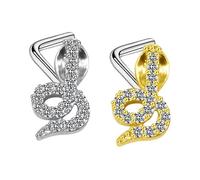 COLLBATH 2 pièces Piercing Nez Inox Serpent Anneaux Nez Acier Chirurgical pour Femmes Clips Mode et Hypoallergénique