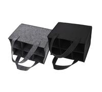 COLLBATH 2 pièces Pochette à Vin Feutre avec Diviseur Fourre-Tout Portable pour Bouteilles Léger et Résistant Poignée Pratique Noir et Gris Rangement Cadeau Élégant