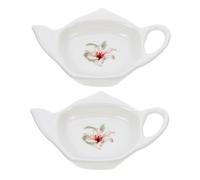 COLLBATH 2 pièces Soucoupe Céramique pour Sachet de Thé Lot de Plateau Décoratif Multi-Usage Repose Sachet Usagé Élégant et Pratique pour Maison et Cuisine