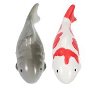 COLLBATH 2 Pièces Statuette Poisson Flottante Créative en Céramique | Décor Bassin et Jardin, Résistante au Soleil la Pluie, Installation Simple