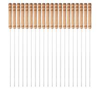 COLLBATH 20 Pièces Brochettes Barbecue Inox avec Manches Bois Piques Rondes Résistantes pour Griller Viandes et Légumes Accessoires de Cuisson Extérieure Barbecue Camping