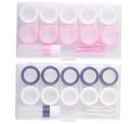 COLLBATH 2ensembles Boîte De Rangement pour Lentilles avec Pince Et Étui De Stockage Compact Fuite pour Voyage Et Travail