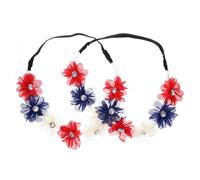 COLLBATH 2pcs Bandeaux de Fleurs Patriotiques pour Cheveux, Élastiques et Confortables, Accessoires Uniques pour Fête du 4 Juillet et Anniversaire