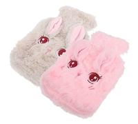 COLLBATH 2pièces Bouillotte Peluche Lapin à Eau Chaude Réutilisable Accessoire Hiver Chauffe-ventre Pour Usage Intérieur Extérieur