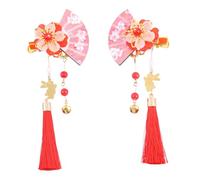 COLLBATH 2pièces Épingle à Cheveux Forme Éventail Pince Cheveux à Pompon Accessoire Style Japonais Épingle Femme Lot De Pince Décoration