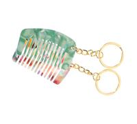 COLLBATH 2pièces Peigne Porte-clés Mini Acétate Peigne Démêlant à Dents Larges Portable Accessoire Coiffure Pratique Pour Différents Types De Cheveux Voyage