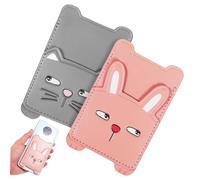 COLLBATH 2pièces Porte-Cartes pour Téléphone avec Motif Lapin Et Chat Double Poche Arrière pour Carte Identité Crédit