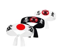COLLBATH 3 Pièces Bandeaux Ninja Polyester Respirant Accessoires Karaté et Adaptés Sport et Lot pour Hommes et Femmes