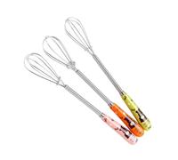 COLLBATH 3 pièces Batteur à Œufs Inox avec Poignée Céramique Manuel pour Crème et Pâte Mélangeur à Main Ergonomique pour Cuisine et Pâtisserie Motif Aléatoire Réutilisable
