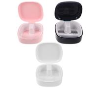 COLLBATH 3 Pièces Boîte à Dentier avec Trous Aération Boîte Rigide Fine pour Appareil Dentaire Porte-prothèse Respirant Conteneur Portable pour Voyage et Usage Quotidien