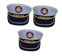 COLLBATH 3 Pièces Casquette Marine à Rayures Captien Chapeaux Bateau Chapeau De Femmes Copain Capitaines Conducteur Mer Chapeau De Costume De De Marin