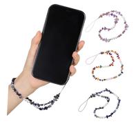 COLLBATH 3 pièces Chaîne de Téléphone Perlée Pierres Naturelles Bandoulière Légère Antiperte Bracelet Mobile Femme Set pour Smartphone