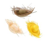COLLBATH 3 Pièces Chapeau de Paille de Vacances Pava Hat Puerto Rico Style Hawaïen, Protection Solaire pour Fête d'Été et Ambiance Tropicale