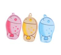 COLLBATH 3 pièces Éponge de Bain Garçon Fille Colorée Douce Coton Polyester Motifs Poissons Mignons Exfoliante et Absorbante pour Peau Délicate et Nourrissons