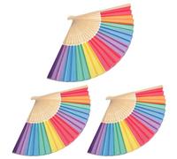 COLLBATH 3 pièces Éventail Pliable Coloré avec Manche Bambou Lot de Éventails Portables Arc--ciel pour Mariage Décoration Élégante et Accessoire de Performance Couleur Couleur Aléatoire