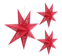 COLLBATH 3 Pièces Lanternes Étoile Papier Origami Pointes Rouge Abat-Jour Suspendu pour Décoration Noël Mariage Anniversaire Luminaire Suspendu Étoilé Ambiance Chaleureuse