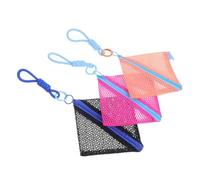 COLLBATH 3 Pièces Mini Zipper Mesh Pouches Portable Travel Storage Organizer for Cosmetics Headphones Cards and Coins Compact Lightweight Purse Set