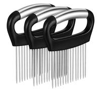 COLLBATH 3 pièces Outil de Découpe Légumes Inox Polyvalent Porte-légumes pour Trancher Oignons Pommes de Terre avec Aiguilles Attendrisseur de Viande Guide de Découpe Précis Manuel