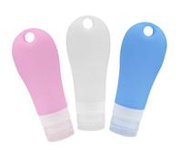 COLLBATH 3 pièces Set de Flacons de Voyage Silicone Rechargeables Réutilisables et Étanches pour Lotion Savon et Huile Essentielle Contenants Portables Rose Bleu Blanc
