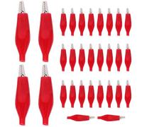 COLLBATH 30 Pinces Crocodiles Électriques Grandes, Clips de Test Isolés en Fer et Pvc Rouge, Pince Crocodile pour Fils et Câbles, Accessoires pour Soudage, Bricolage et Tests Électriques
