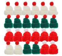 COLLBATH 36 Pièces Mini Bonnets de Noël Tricotés Décorations Miniatures pour Bouteilles de Vin Accessoires de Fête DIY pour Table et Maison Lot de Couleurs Assorties Vert Rouge Blanc