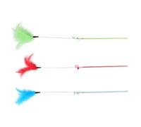 COLLBATH 3pièces Baguettes à Cat Teaser avec Cloches Jouets Amusants pour Stimulez Intérêt De Votre Bleu Rouge Vert