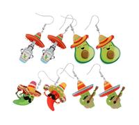 COLLBATH 4 Paires Boucles Oreilles Cinco de Mayo pour Colorés Motifs Avocat et Cactus Accessoires pour Fêtes Mexicaines et Occasions Festives