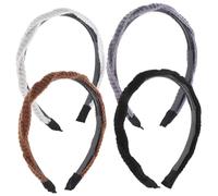 COLLBATH 4 pièces Bandeaux Tressés Mode pour Femmes Lot de Noir Gris Café Beige Accessoires Cheveux et Confortables Maintien Sécurisé Toute la Journée