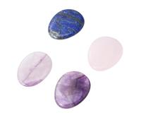 COLLBATH 4 Pièces Pierres De Massage Naturelles Quartz Violet Clair Et Foncé Quartz Rose Lapis-lazuli Soulagement Anxiété Stress Bureau Lithothérapie Portable Pour Méditation Et Relaxation