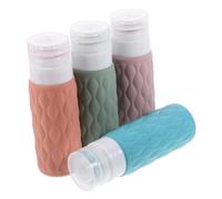 COLLBATH 4 pièces Set de Flacons de Voyage Silicone avec Sac de Rangement Bouteilles Souples Colorées pour Cosmétiques et Soins Distribution Facile pour Shampooing et Lotion pour Trousse