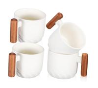 COLLBATH 4 Pièces Tasses à Café Céramique Miniatures avec Poignées Mugs de Bureau pour Café Thé et Tasses Porcelaine Blancs