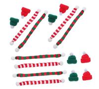 COLLBATH 48 Pièces Mini Knit Christmas Hats and Scarves Set Soft Woven Tiny Santa Hats and Mini Snowman Scarves for DIY Wine Bottle Decorations Crafts