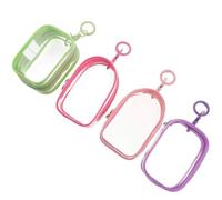 COLLBATH 4pcs Mini Figures Keychain Pouch with Portable Transparent Design PU Fer Case for Collectible Figures Travel Storage