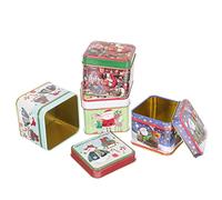 COLLBATH 4pièces Boîte à Biscuits De Noël Motifs Festifs Pour Stockage De Bonbons Macarons Et Cookies Idéale Pour Fêtes Et